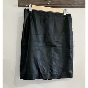 Allsaints Womens Knee Length Full Zip Leather Pencil Skirt Dark Green Size 6
